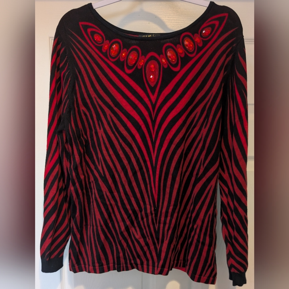Bob Mackie Red and Black Sweater